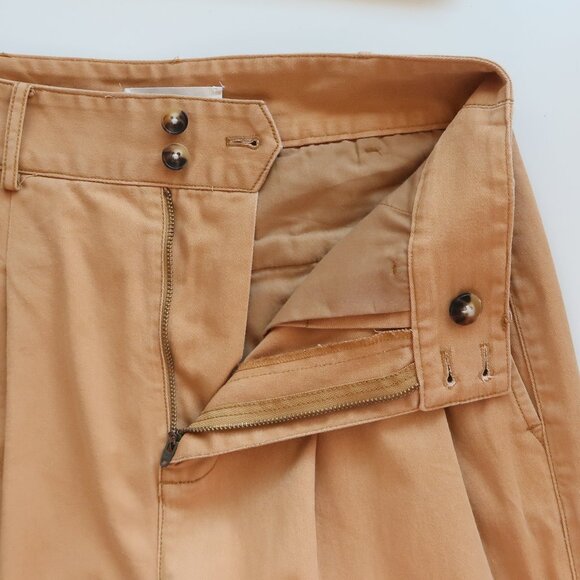 Madewell Camel Tan Cotton Pleated Taper Wide Leg High Waist Slouchy Pants Size 4 - Picture 10 of 12